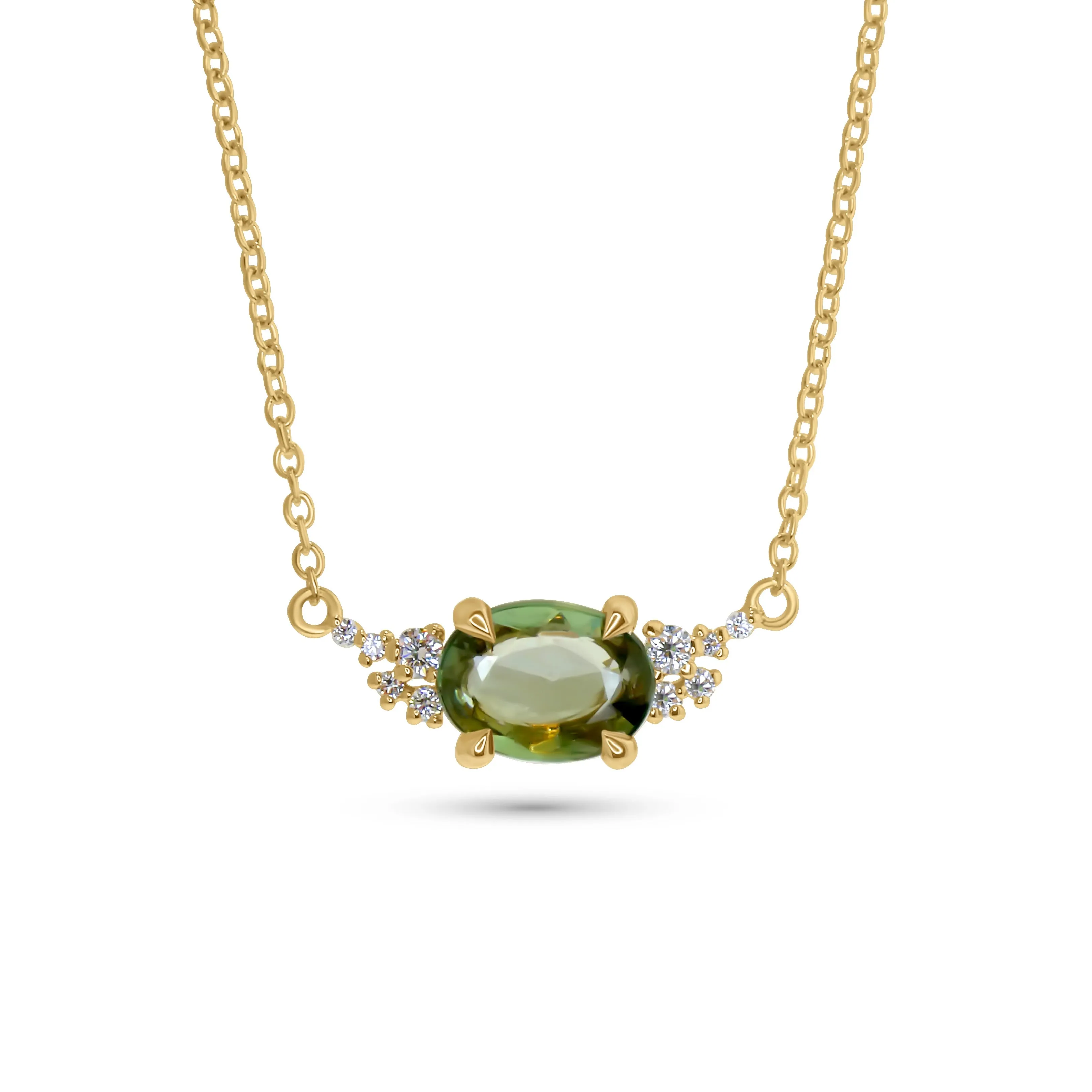 Sarai Natural Oval Sapphire & Diamond Layering Gold Necklace