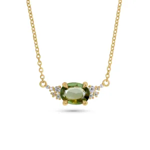 Sarai Natural Oval Sapphire & Diamond Layering Gold Necklace