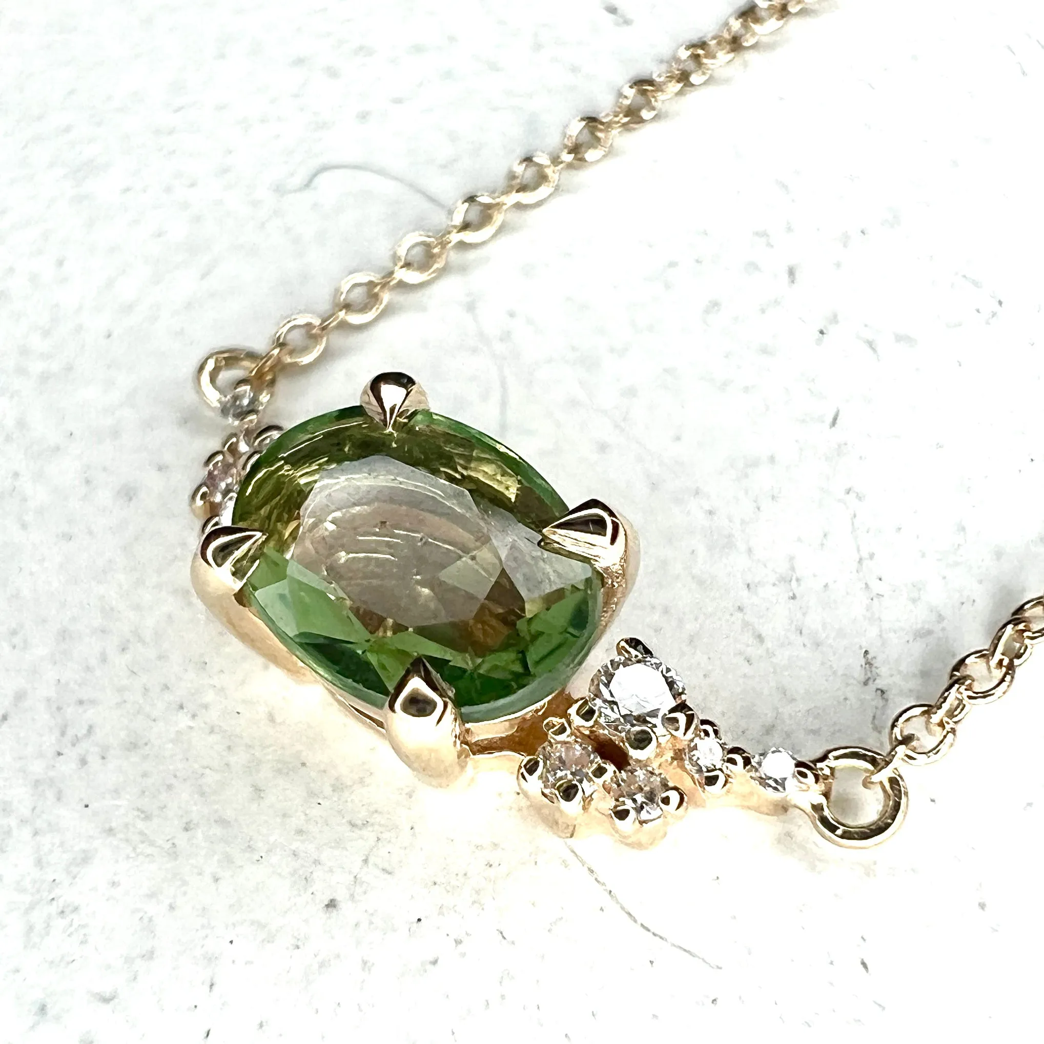 Sarai Natural Oval Sapphire & Diamond Layering Gold Necklace