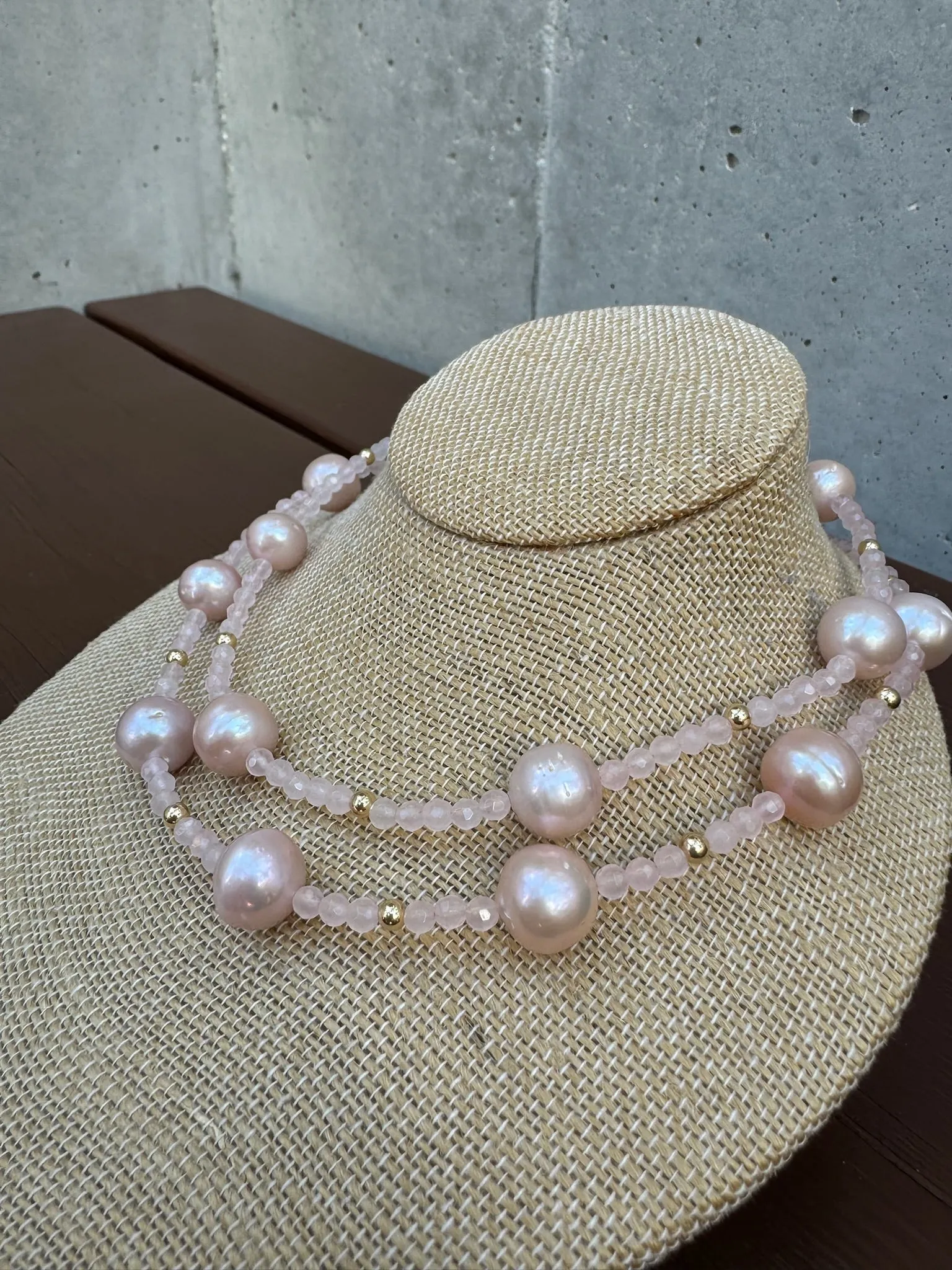 Sea Lustre 7 Pearl Rose Quartz Necklace