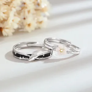 Seashell Floral Matching Rings