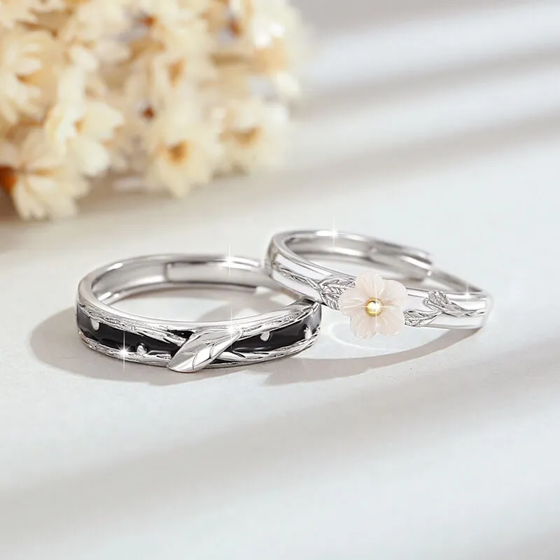 Seashell Floral Matching Rings