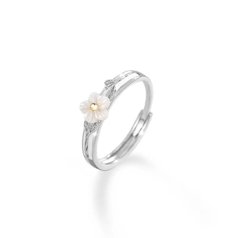 Seashell Floral Matching Rings
