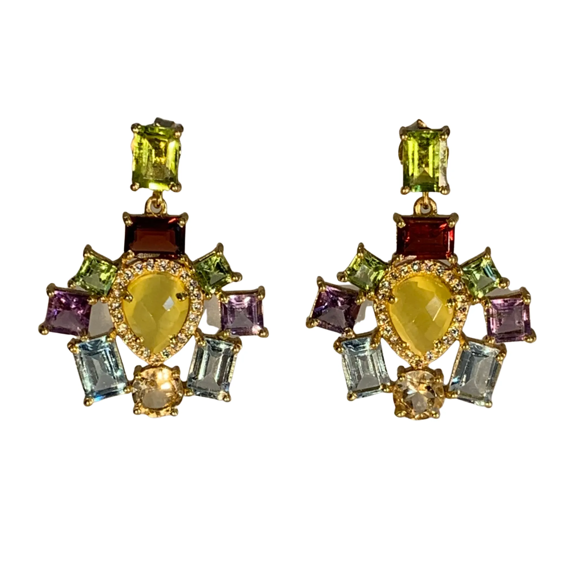 Semi precious drop earrings - Citrine