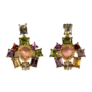 Semi precious drop earrings - Pink