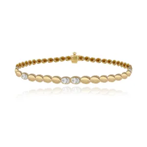 Seven Oval Diamond Golden Bracelet