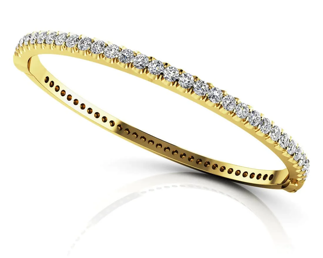 Shared Prong Oval Diamond Bangle with 5.04 ct.(finished) 4.25mm