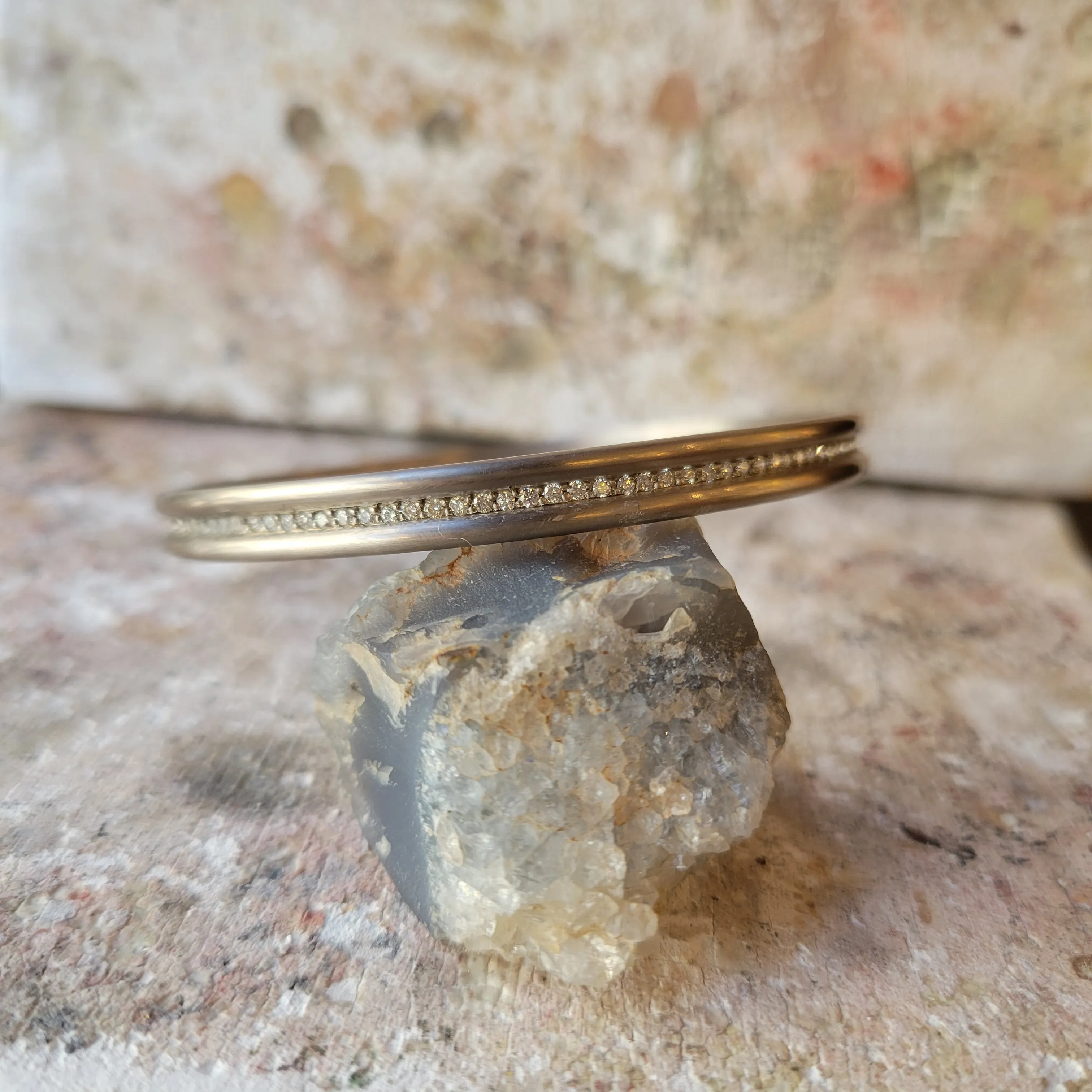 Shimmer Diamond Bangle in 18K Alpine Gold- 5mm