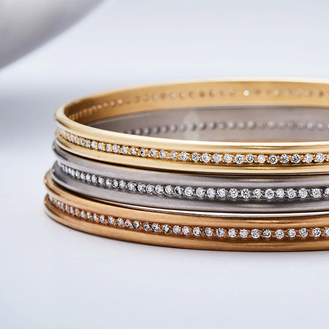 Shimmer Diamond Bangle in 18K Alpine Gold- 5mm