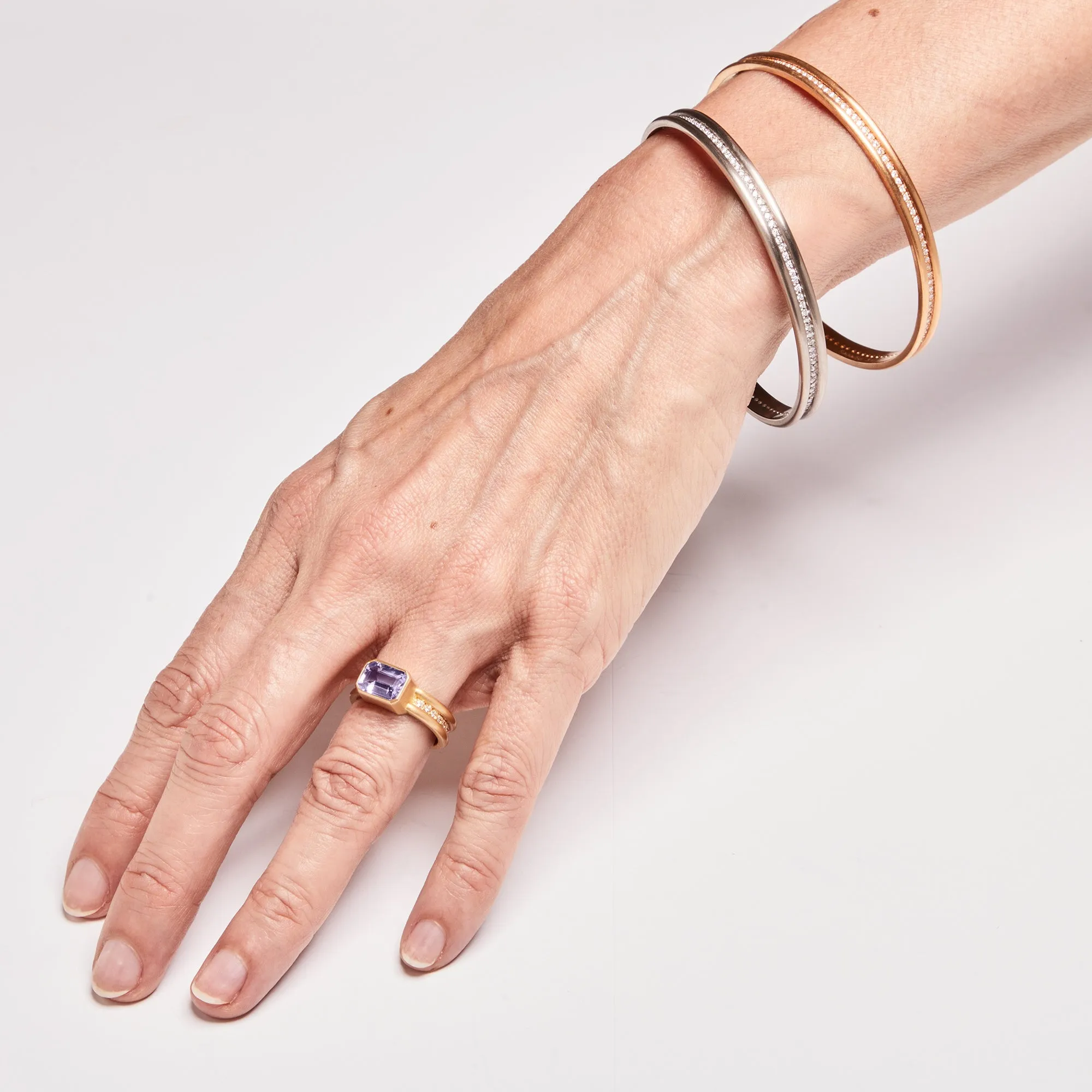 Shimmer Diamond Bangle in 18K Alpine Gold- 5mm
