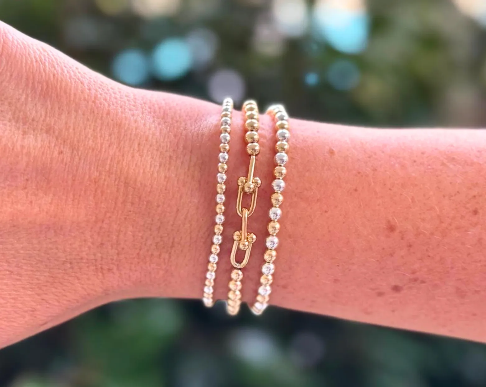 SICILY | Anti-tarnish 14K Gold Filled Balls and Pearls Stack Bracelet