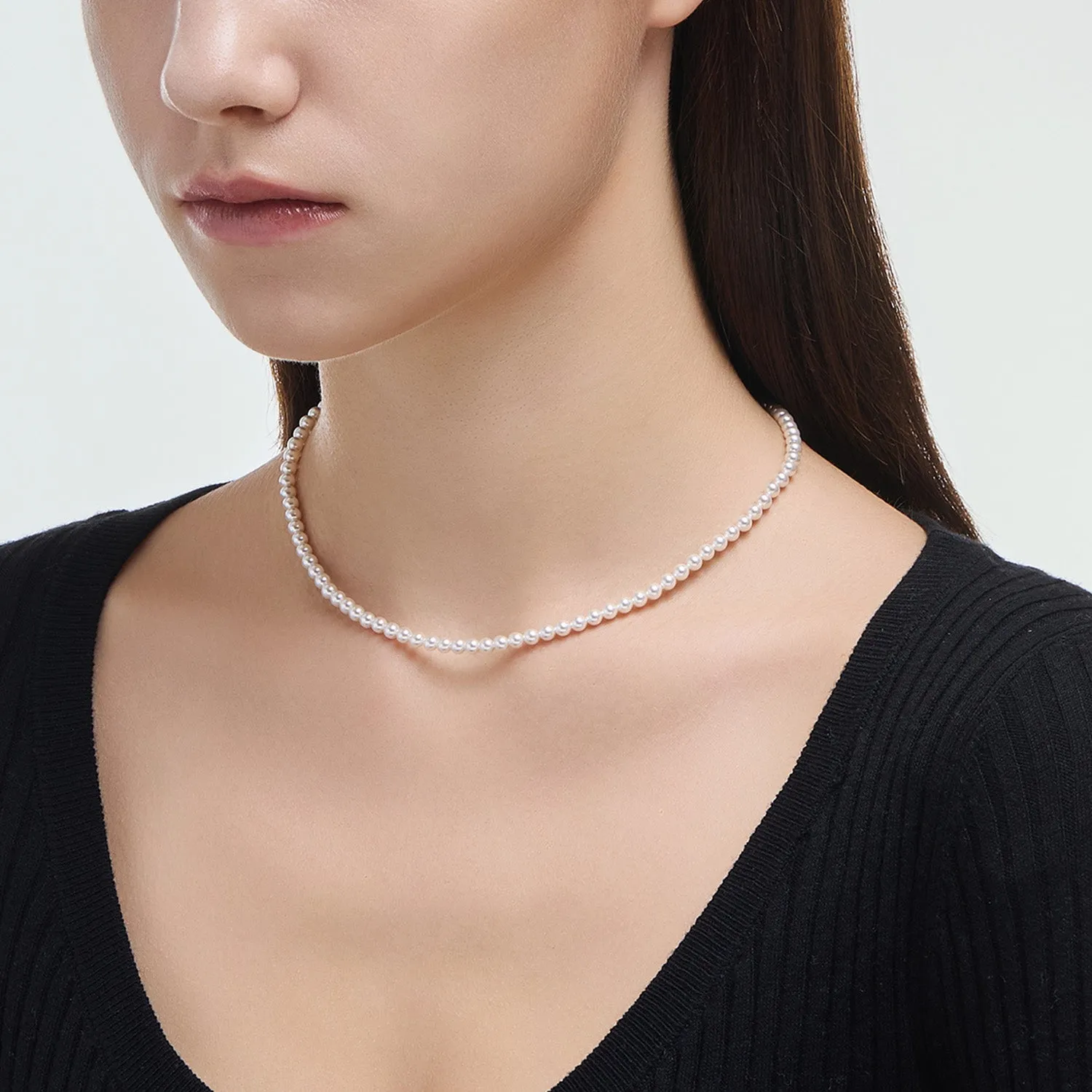 Signature. D Gold Pearl Necklace JDRNR4F826W (4mm)