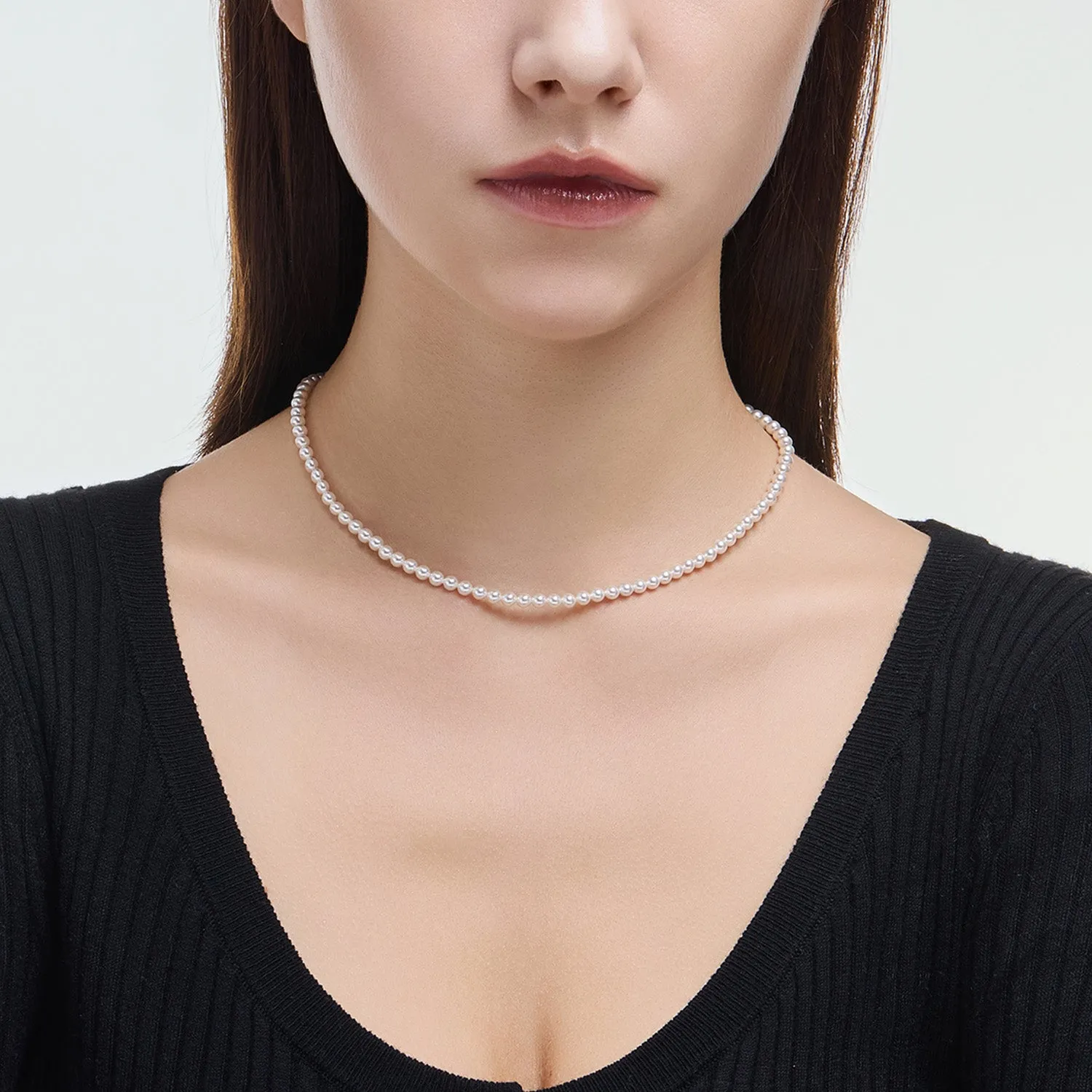 Signature. D Gold Pearl Necklace JDRNR4F826W (4mm)
