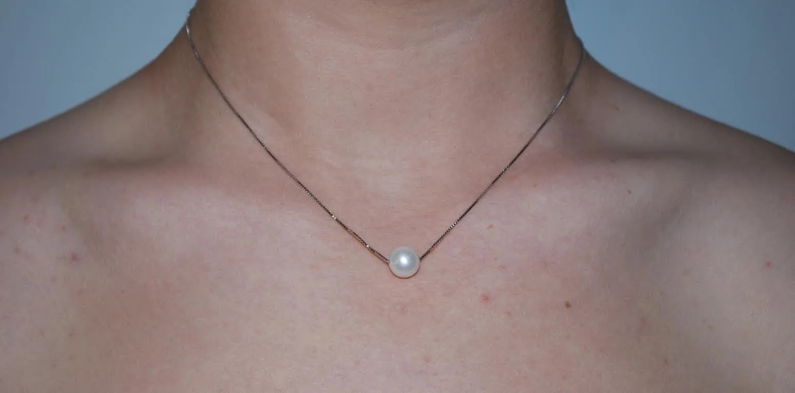 Signature floating pearl necklace- Sterling