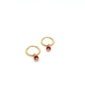 silk road - ruby dangle hoop earrings