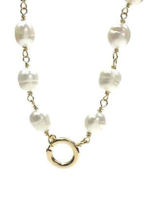 Silver Girl Large Pearl Link Necklace