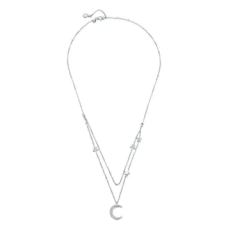 Silver Layered Chain  Pendant Necklace