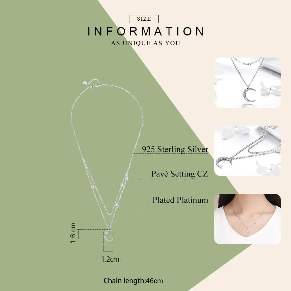 Silver Layered Chain  Pendant Necklace