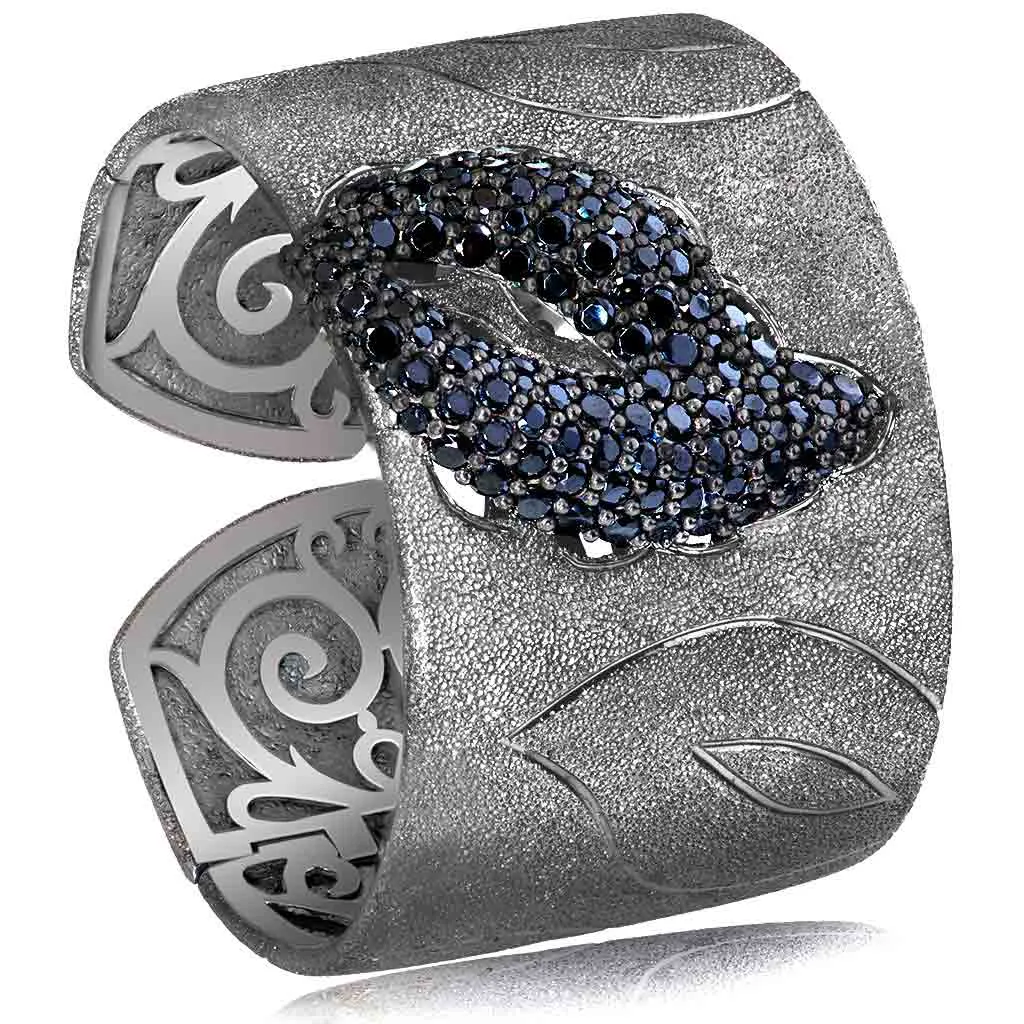 Silver Leaf Cuff Bracelet with Spinel