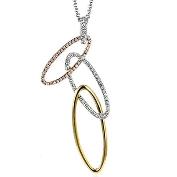 Simon G. Tri-Color Gold Geometric Contemporary Diamond Pendant