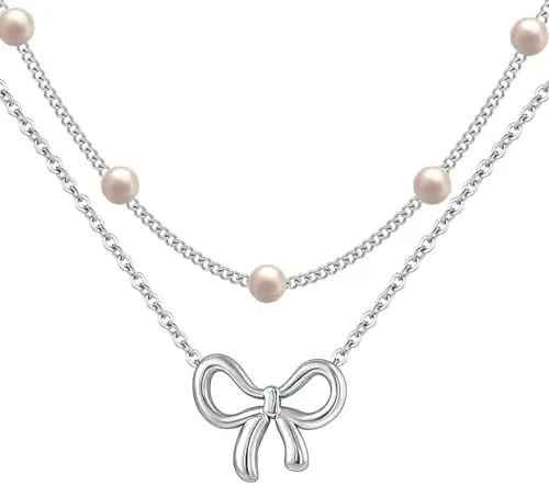 Simple Pearl Double Layer Choker Fashion Necklaces