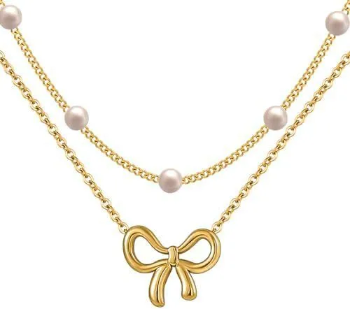 Simple Pearl Double Layer Choker Fashion Necklaces