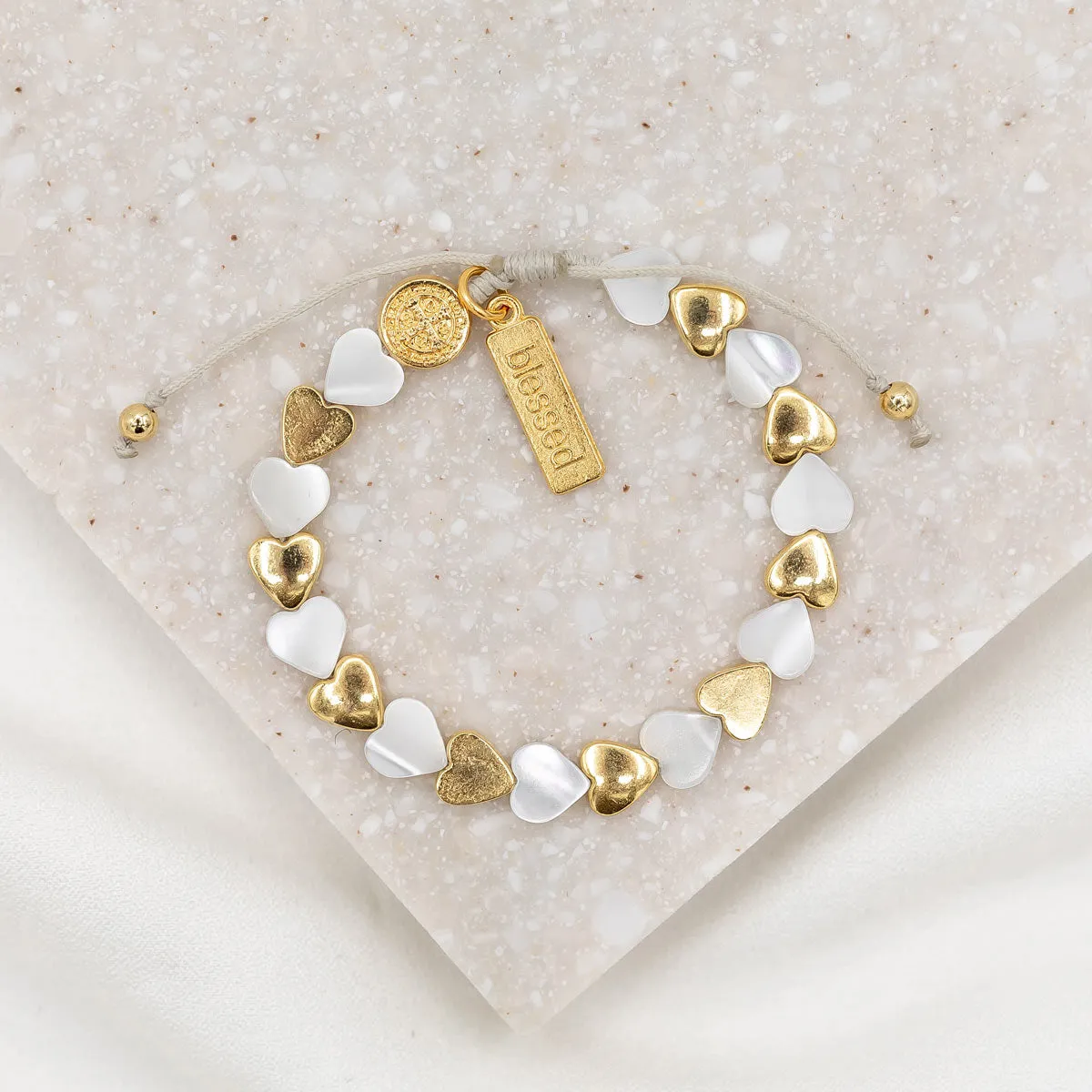 Sisters of the Heart Bracelet/Gold/White