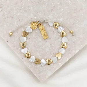 Sisters of the Heart Bracelet/Gold/White
