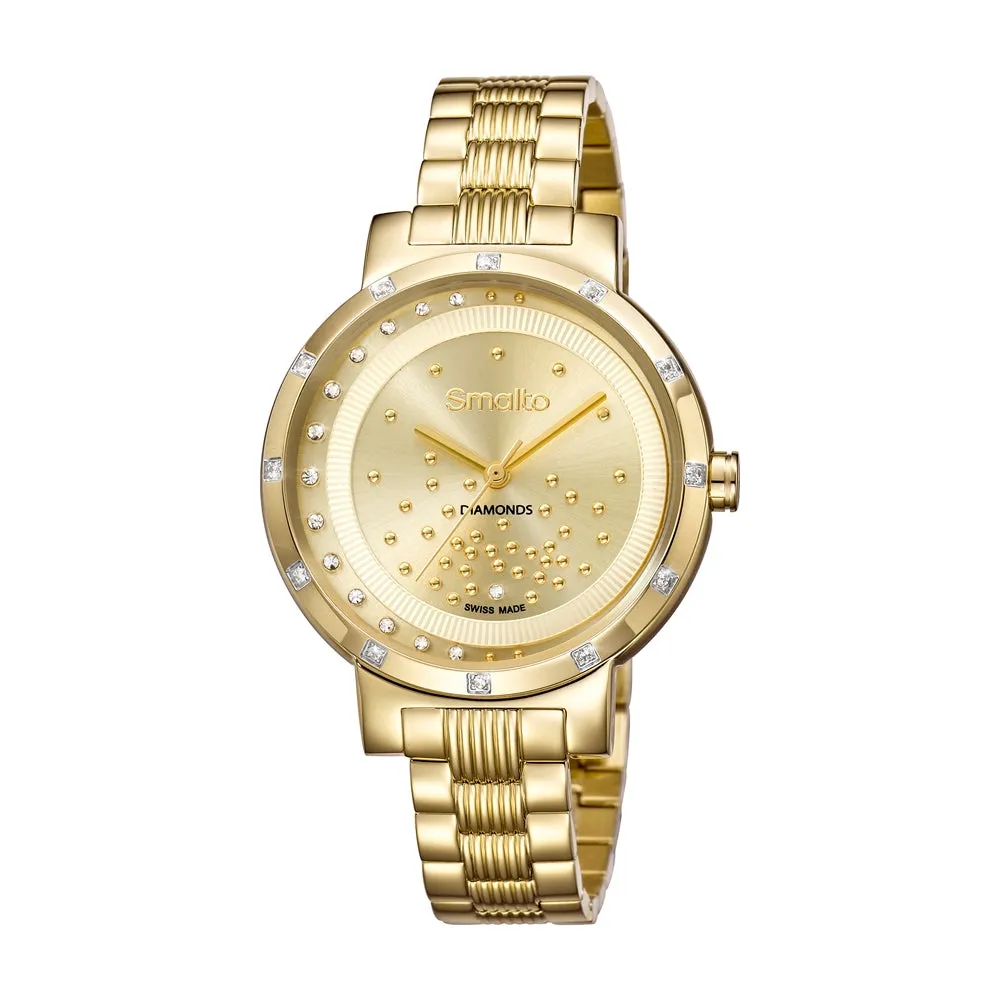 Smalto Ladies Watch Ip Gold Ss Case And Bracelet With Diamond