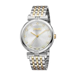 Smalto Watch Ladies Watch Two Tone Gold Stainless Steel Bracelet White Dial With Diamond