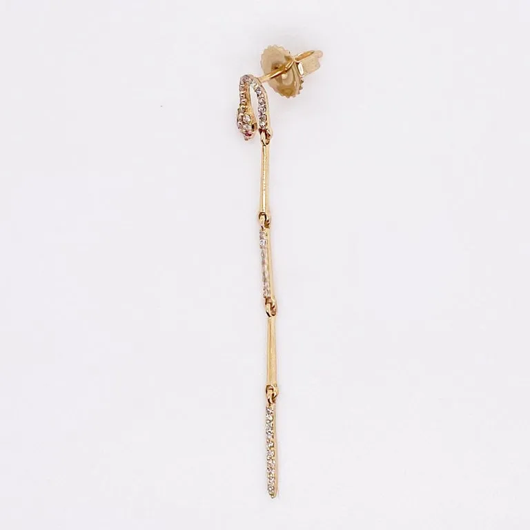 Snake Dangle Earrings with Rubies and Diamonds