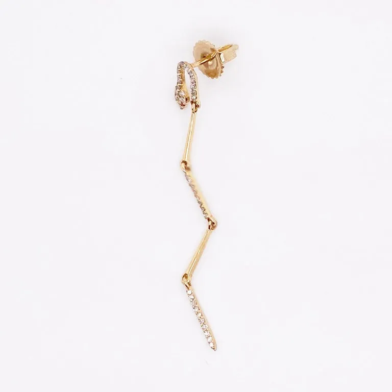 Snake Dangle Earrings with Rubies and Diamonds