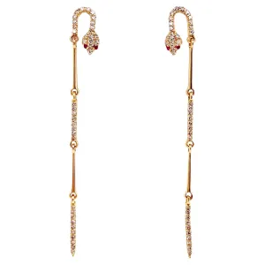 Snake Dangle Earrings with Rubies and Diamonds
