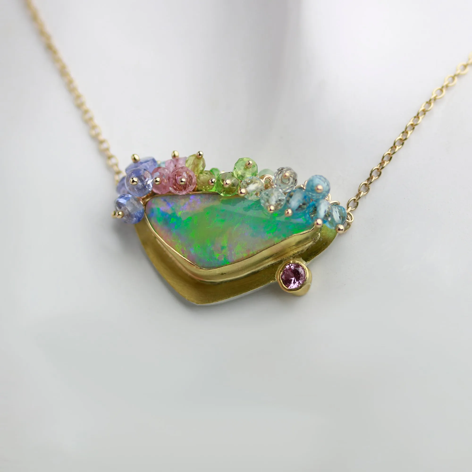 SOLD ! Pastel Celebration Pipe Opal and Pink Sapphire Pendant