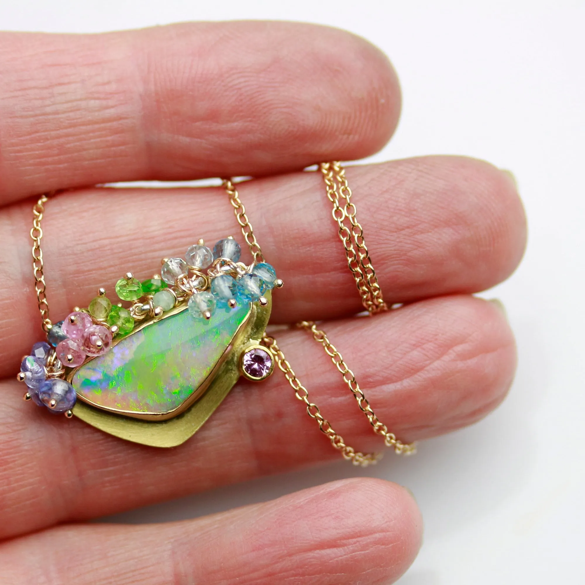 SOLD ! Pastel Celebration Pipe Opal and Pink Sapphire Pendant