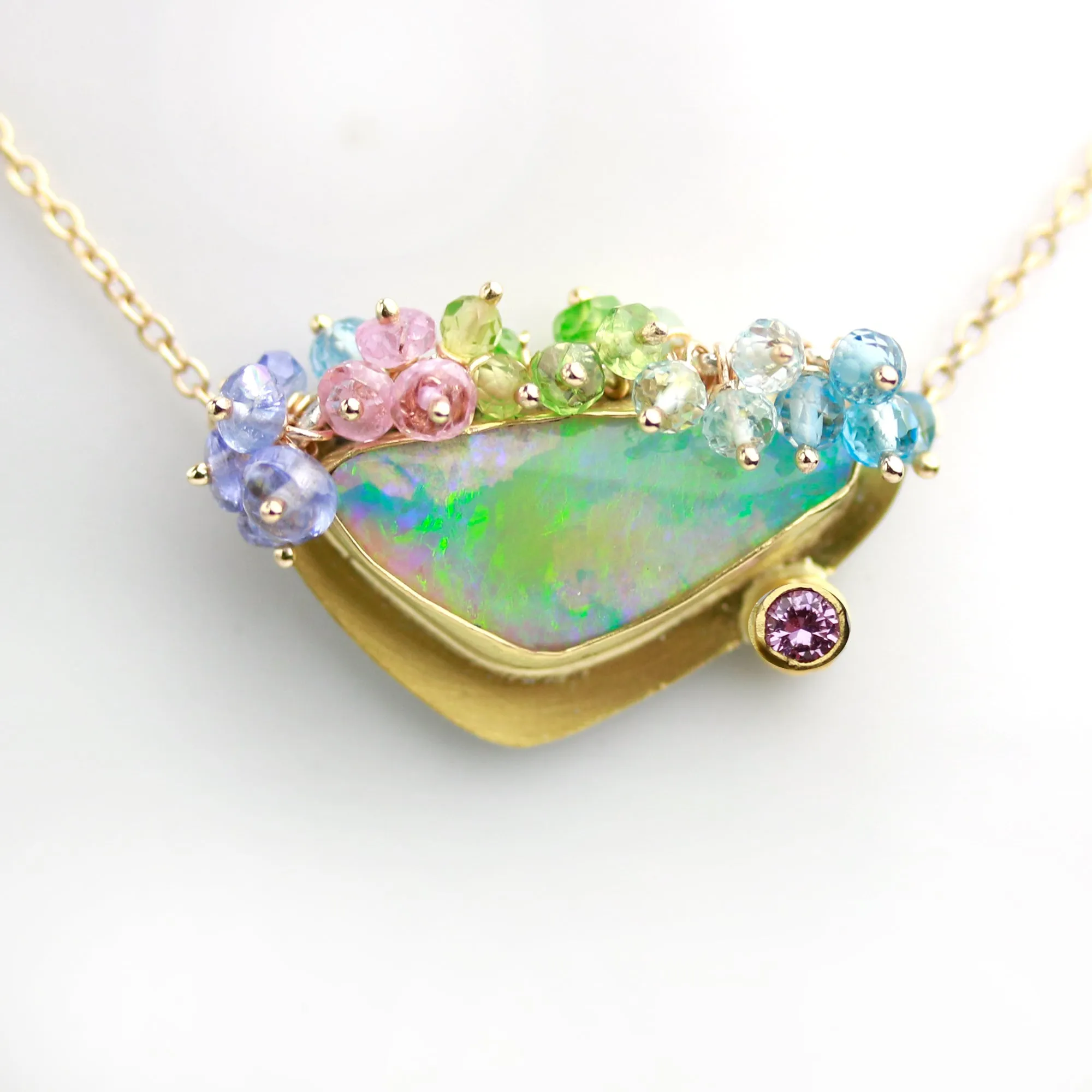 SOLD ! Pastel Celebration Pipe Opal and Pink Sapphire Pendant