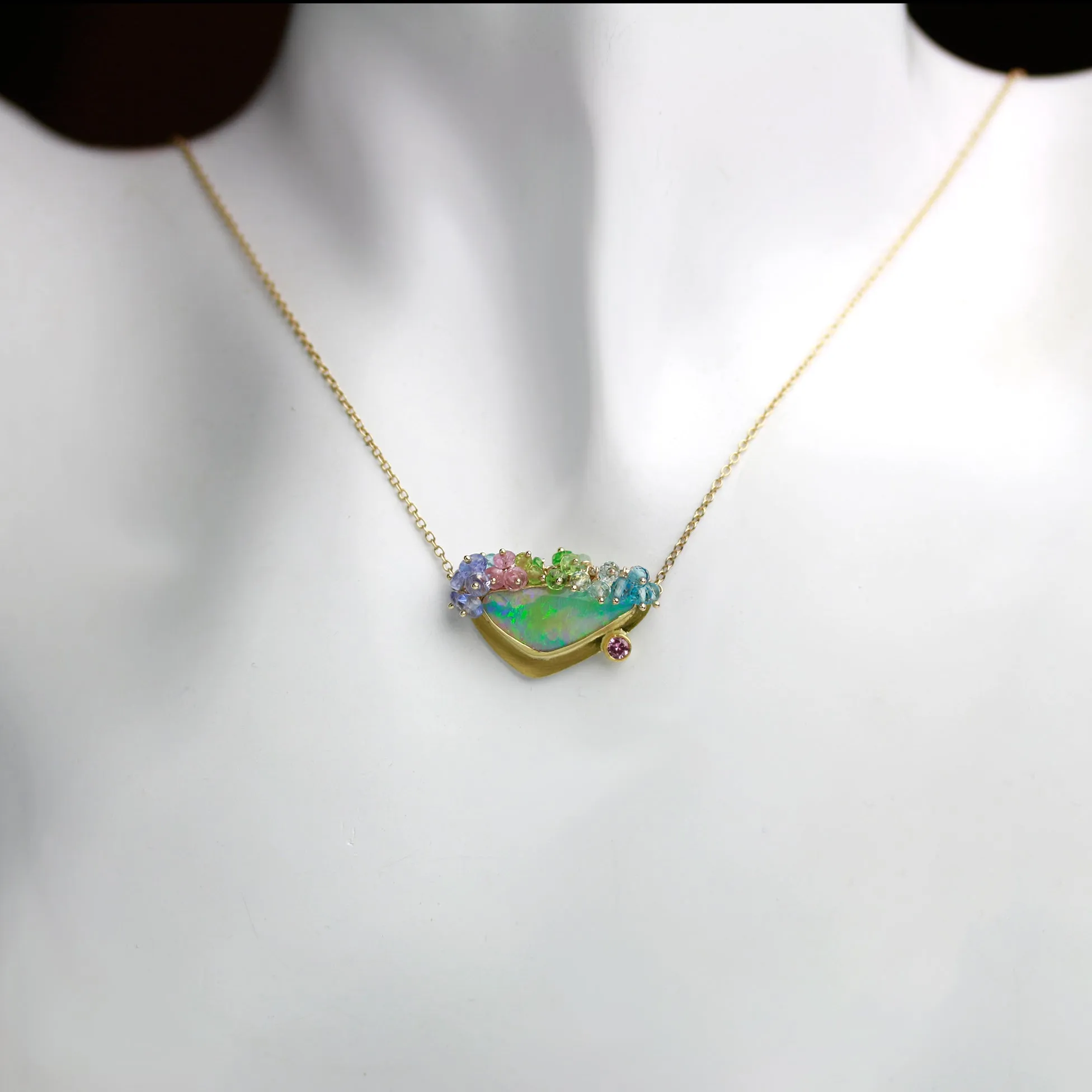 SOLD ! Pastel Celebration Pipe Opal and Pink Sapphire Pendant