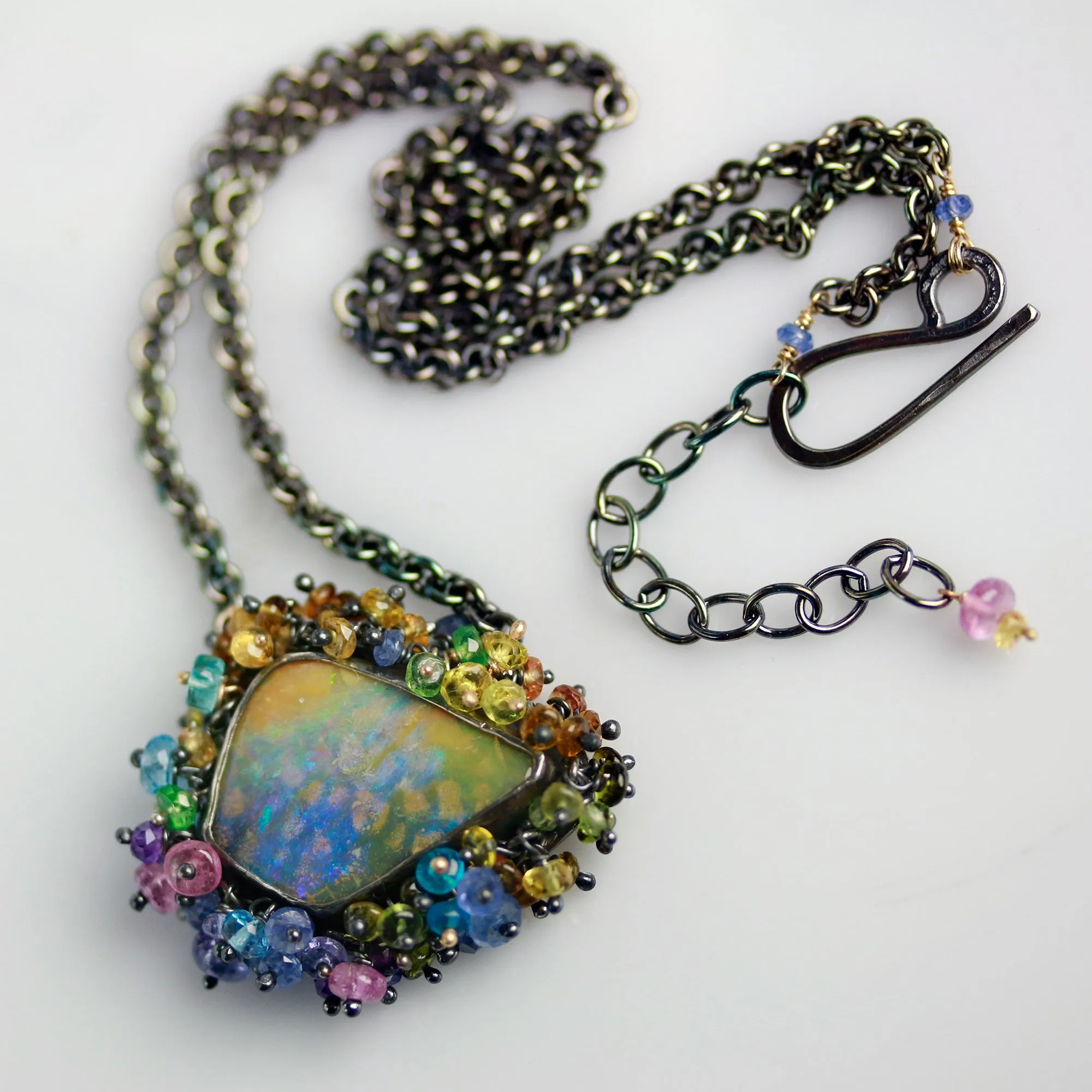 SOLD Wild Spotted Boulder Opal Pendant with Fringe