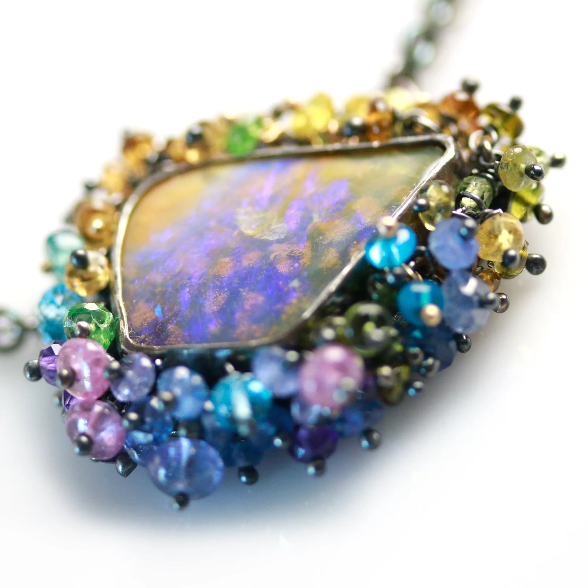 SOLD Wild Spotted Boulder Opal Pendant with Fringe
