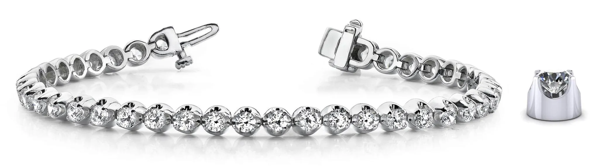 Solid Nugget Lab-Grown Diamond Tennis Bracelet with 8.25 ct.(finished) 4mm