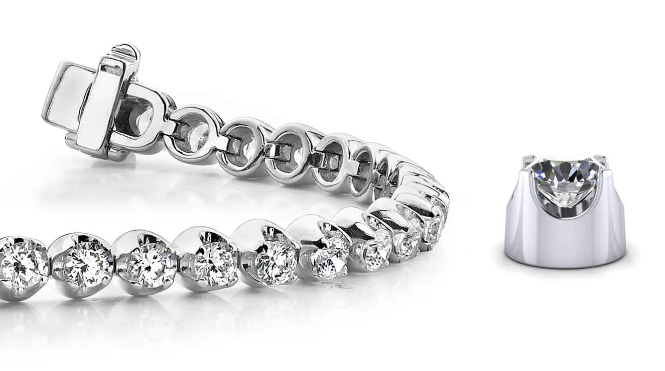 Solid Nugget Lab-Grown Diamond Tennis Bracelet with 8.25 ct.(finished) 4mm