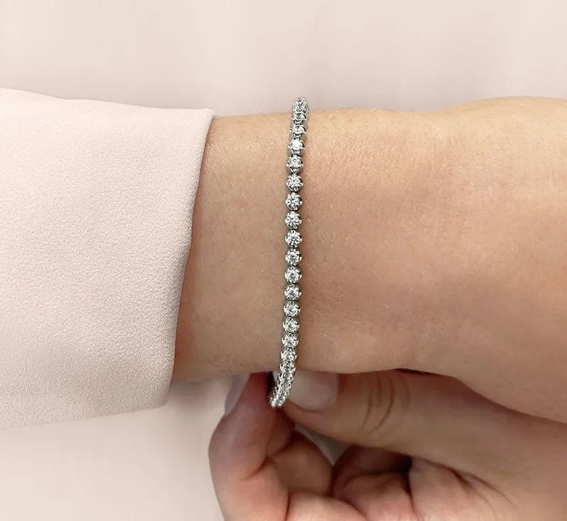 Solid Nugget Lab-Grown Diamond Tennis Bracelet with 8.25 ct.(finished) 4mm