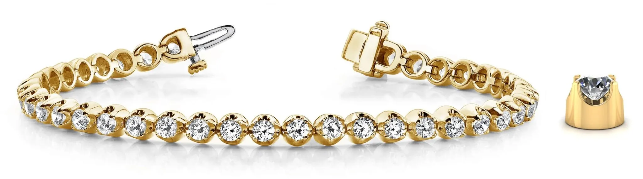 Solid Nugget Lab-Grown Diamond Tennis Bracelet with 8.25 ct.(finished) 4mm