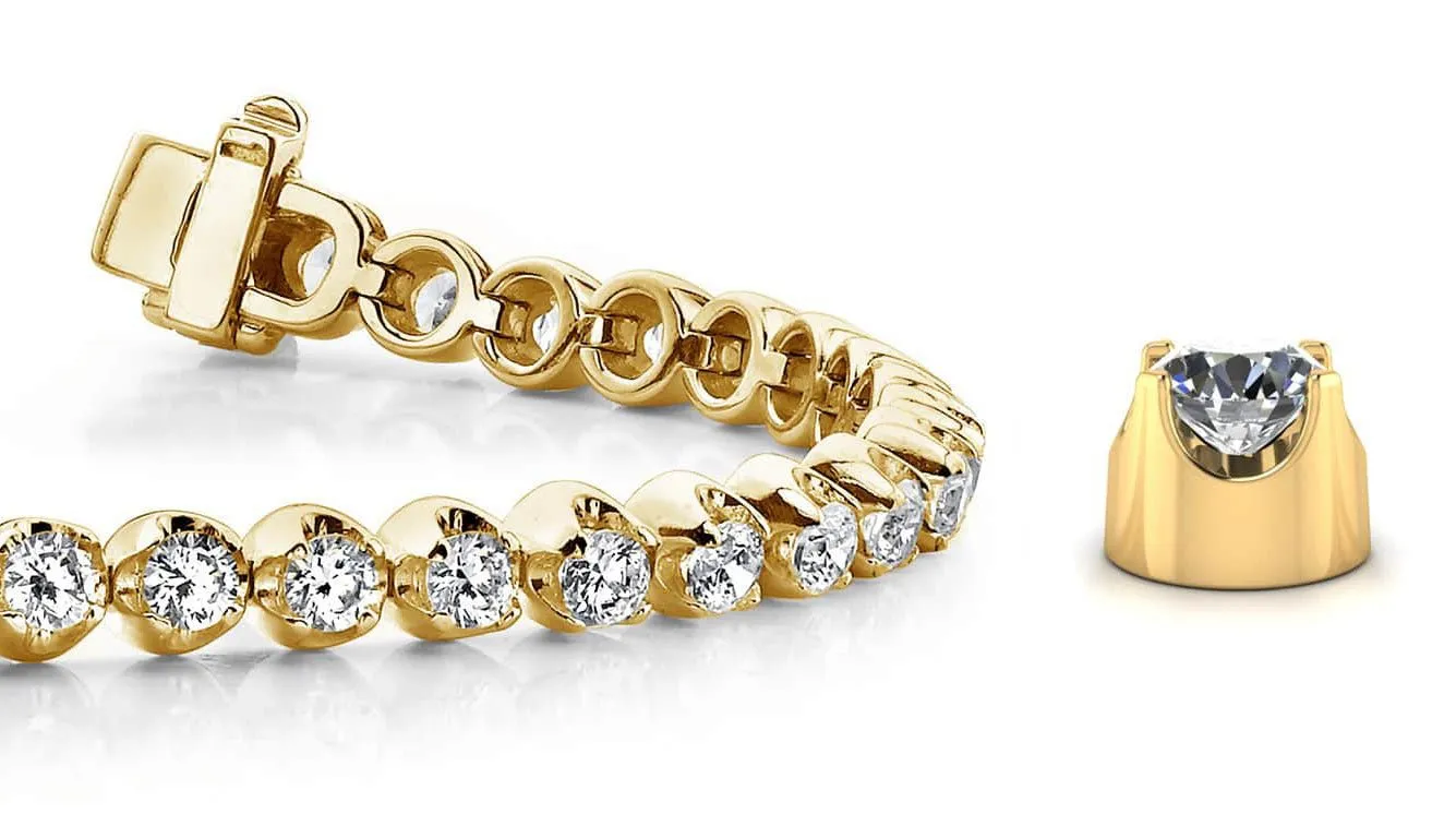 Solid Nugget Lab-Grown Diamond Tennis Bracelet with 8.25 ct.(finished) 4mm