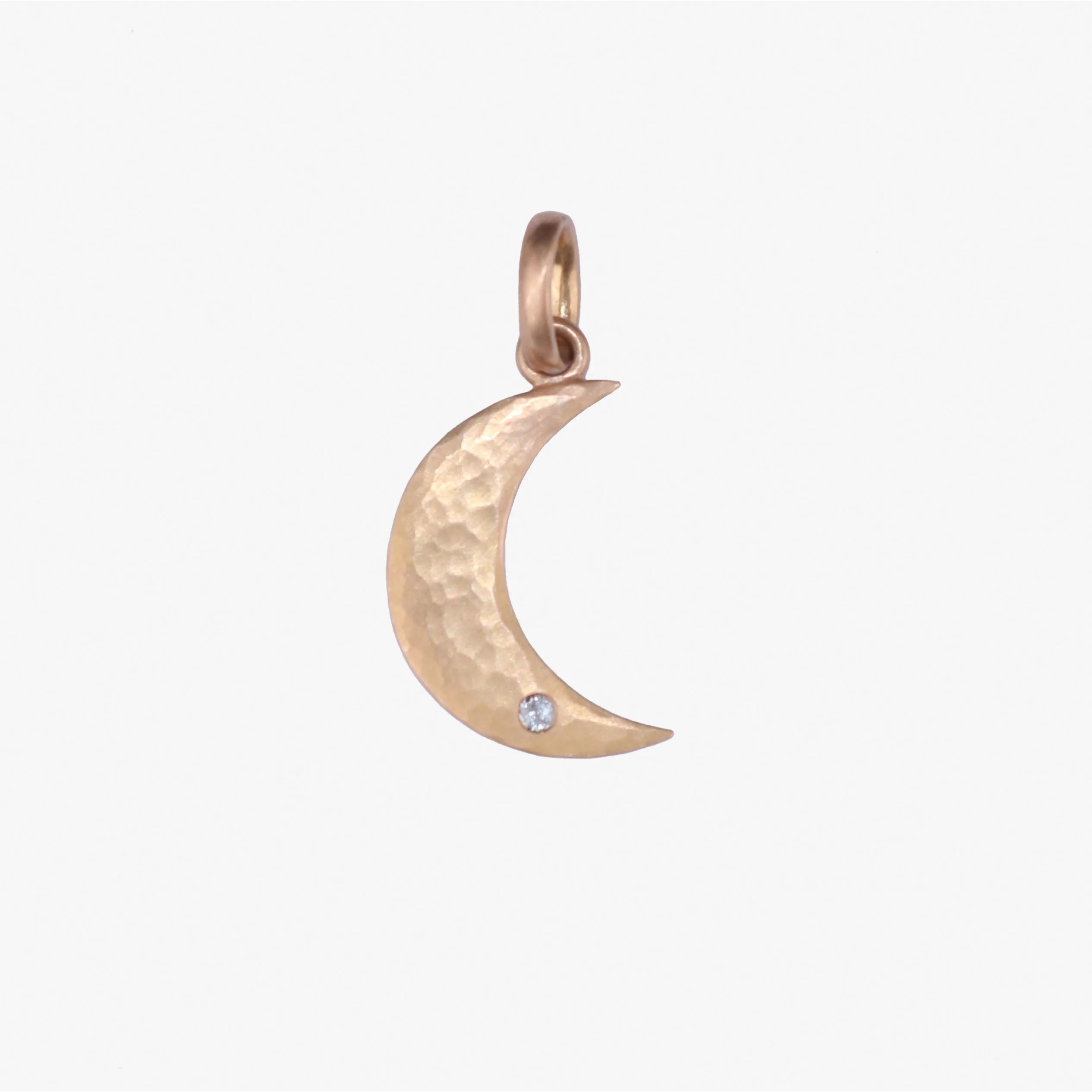Sonoma Hammered Crescent Moon White Sapphire Pendant in 22K Apricot Gold