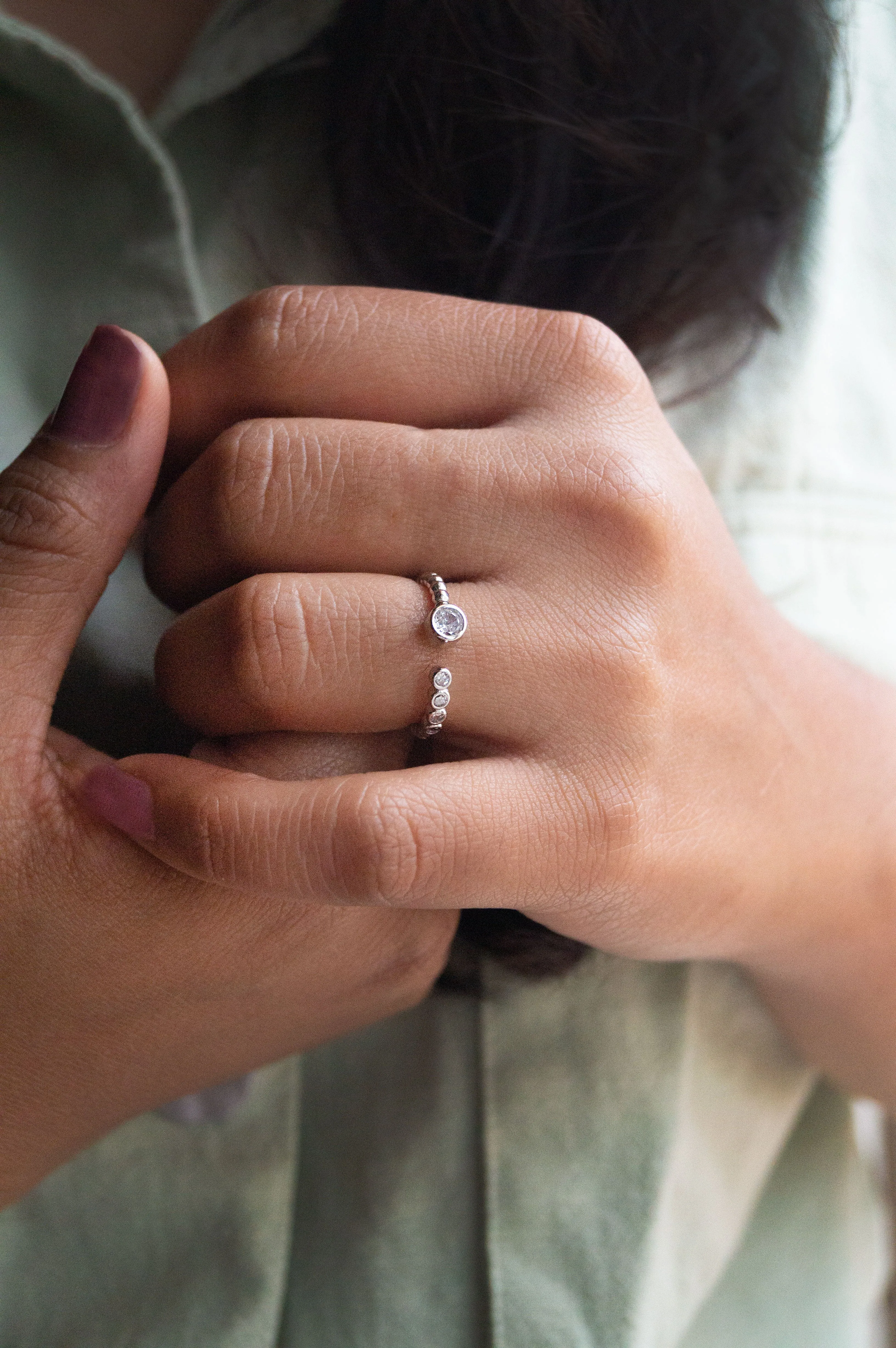 Sparkle Drops Rose Gold Plated Sterling Silver Open Ring