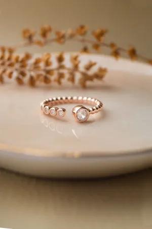Sparkle Drops Rose Gold Plated Sterling Silver Open Ring