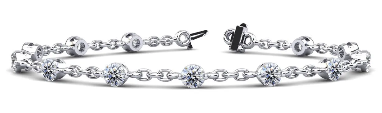 Sparkling Diamond And Chain Link Diamond Bracelet with 3.50 ct.(finished) 4.5mm