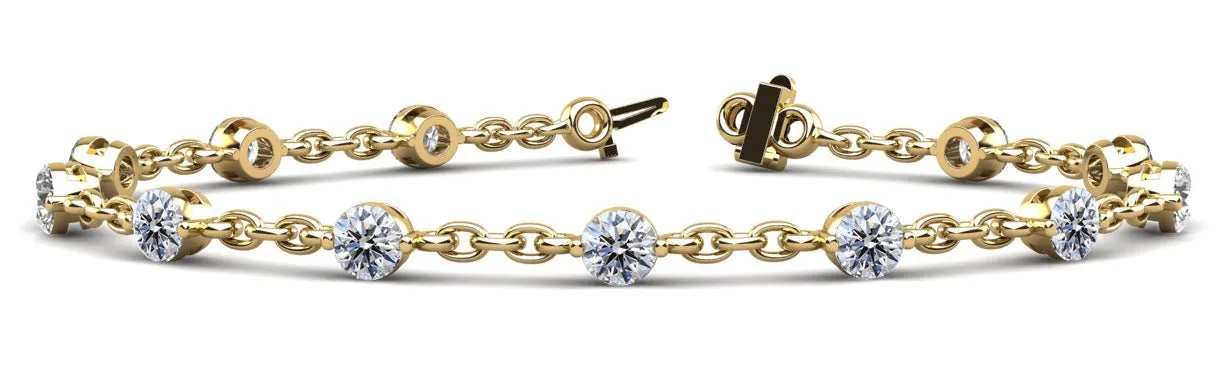 Sparkling Diamond And Chain Link Diamond Bracelet with 3.50 ct.(finished) 4.5mm