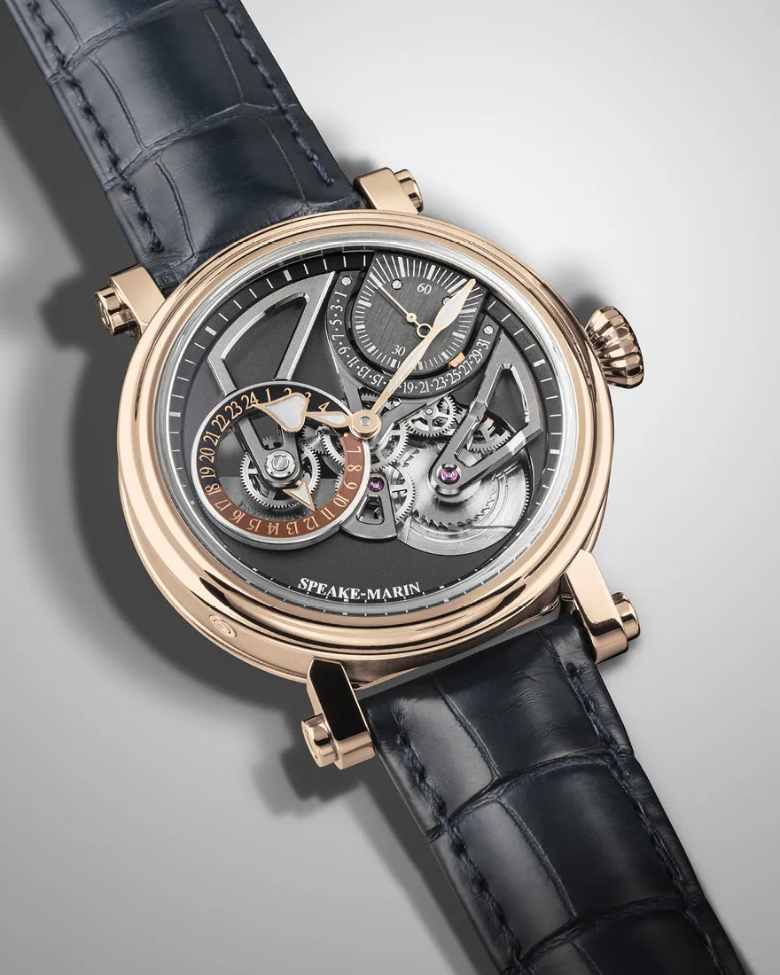 Speake-Marin Openworked Dual Time Red Gold 38mm (Special Order)